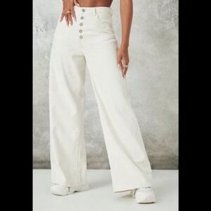 Missguided Ecru button fly Wide Denim